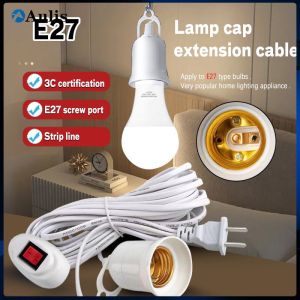 Lamp Bulb Socket Extension with Switch 5M Wire LED Light Lamp Bulb Holder Cord Bases Universal Screw Wire Length Hanging Power Cord Holder Aulis