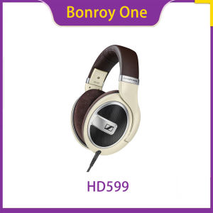 Sennheiser HD599 Open-Back Headphones Ivory Beige 3m Cable 6.3mm Plug 50mm Drivers 12-38500Hz Frequency Response Velour Earpads