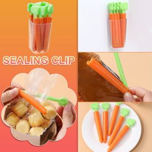 Carrot Sealing Clip Food Storage Cute Refrigerator Magnet Holder Box 5pcs Moisture-Proof Klip Makanan Pengedap Beg