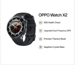 OPPO Watch X2 | Wear OS by Google | 60S Health Check | Upgraded Dual-Frequency GPS | Premium Titanium Bezel Smartwatch