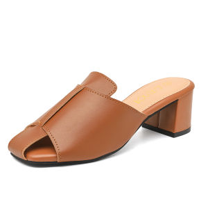 LEYA Classy Glossy Leather 2 Inches Heel Close Shoes for Women 8854 - Beige Slip On Elegant Fashionable Stylish Footwear