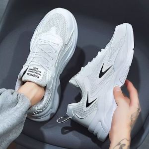 Free Shipping MenS Shoes Summer New Breathable Mesh Shoes MenS Sneakers Korean Style Versatile White Shoes Thick Running Casual Shoes