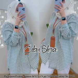 Blouse Wanita Kekinian/Aatasan Wanita Motif Kotak-Kotak/Celsea Blouse/Atasan Wanita Bahan Premium Cotton Square Import/Blouse Wanita Korean Style