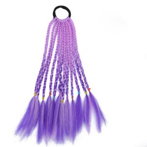 BUENOO 1PCS Colorful Children Hair Braids Rubber Bands 30cm Girls Wigs Ponytail Fashion Kids Hair Accessories Fake Braids