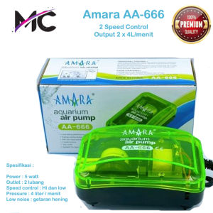 Pompa Aerator Aquarium Mini 2 Lubang Amara AA 666 Air Pump Akuarium Filter Udara Airator