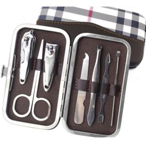 Perlengkapan Manicure Pedicure 7 Pcs / Gunting Kuku Wajah Wadah Elegan / Meni Pedi 7 in 1