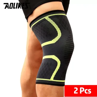 AOLIKES 2PCS Fitness Running Cycling Knee Support Braces Elastic Nylon Sport Compression Knee Pad Sleeve For Basketball-FH28