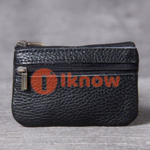 I know First layer Cowhide Mini Small Change Card Holder New Retro Handmade Leather Drivers license Pouch Coin Zipper Bag slim Pouches Wallet