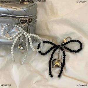 [COD] MENGYUR Ins Style Bowknot Beaded Key Chain Three-dimensional Heart Phone Pendant Headphone Case Charm Bag Decor Car Key Ring