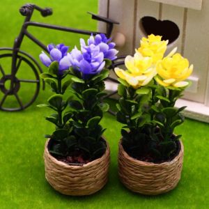 DSUOVT 1/2pcs 1:12 Dollhouse Miniature Plant Multistyles Plastic Simulation Vase Potted Green Plants High Quality Mini Succulent Plant Miniature Dollhouse Decorations