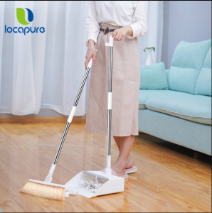 Locapure Kitchen Office Floor Foldable Dustpan Broom Set with Soft Bristles and Teeth Shape Sweeping Tool
