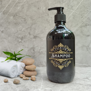 Botol Tempat Sabun Cair Shampoo Pump Dispenser Sabun Shampoo Aesthetic 500ml Motif Black Rertro