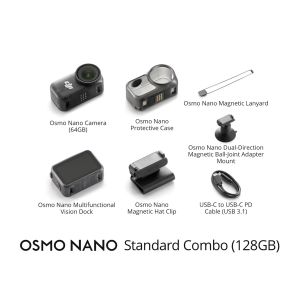 DJI Osmo Nano Standard Combo (128GB) 4K Wearable Camera 1/1.3″ Sensor | 4K/60fps & 143° Wide FOV | 200-Min Battery