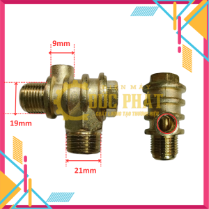 Van 1 chiều ren 21/19/9mm 2 piston bằng Atemon máy nén khí dây curoa có dầumáy bơm hơiVAN1C2560A