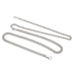 NEXTYOO Adjustable Length Crystal Waist Belt Metal Full Diamond Design Waistband Chain Fashion Sparkle Gold Silver Body Jewelry For Women