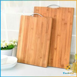 TookJai เขียงไม้ไผ่ เขียงครัว เขียงไม้เนื้อแข็ง มีหลายขนาด พร้อมจัดส่ง ที่จับโลหะ Bamboo cutting board