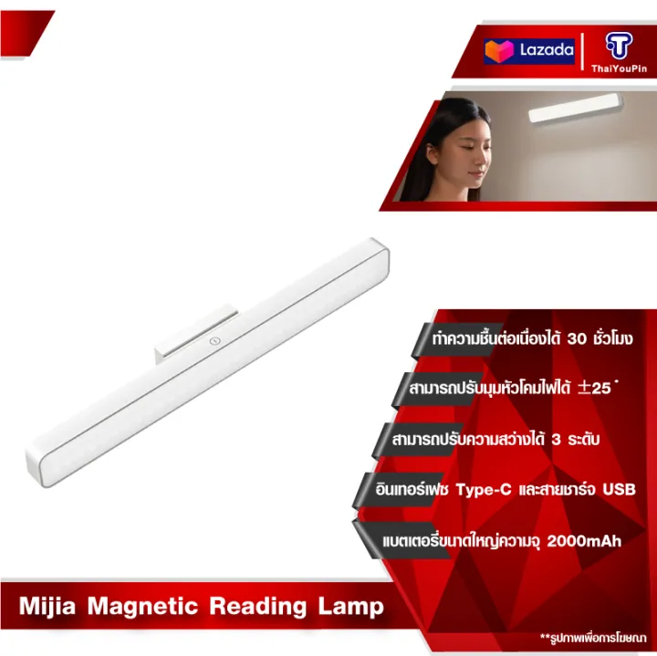 โคมไฟตั้งโต๊ะ Xiaomi Mijia Magnetic Reading Lamp Desk Lamp โคมไฟอ่านหนังสือ โคมไฟอ่านหนังสือแบบแม่เหล็ก สามารถเอียงปรับมุมแสงได้  LED light