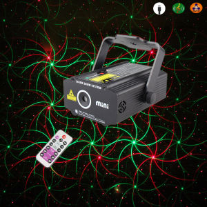 ESHINY B24 USB Red Green Laser 4 Whirlwind Patterns Projector DJ Party Stage Effect Light Dance Disco Bar Holiday Home Christmas Bedroom Child Gift Lamp Show