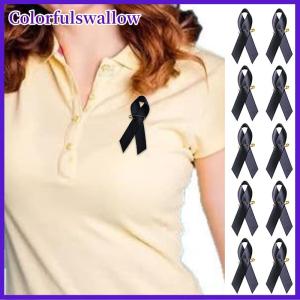 Colorfulswallow 10pcs đồ trang sức màu đen băng vải nhận thức Băng Trâm ve áo băng với an toàn pins quần áo phụ kiện