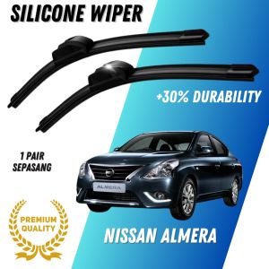 【 PREMIUM 】NISSAN ALMERA 2012-2020 SILICONE BONELESS SOFT WIPER BLADE Pengelap Cermin Depan Kereta Senyap almera