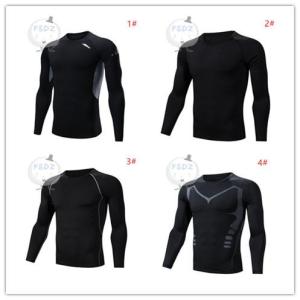 FSDZ New Design Summer Gym T-shirt Men Compression Long Sleeve Bodybuilding Jogging Sport T-shirt Mens Running Shirt High Stand Collar