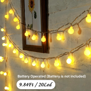 NUVOX Globe String Lights Battery Operated Waterproof Christmas Fairy Lights with Large Bulbs for Outdoor Decor