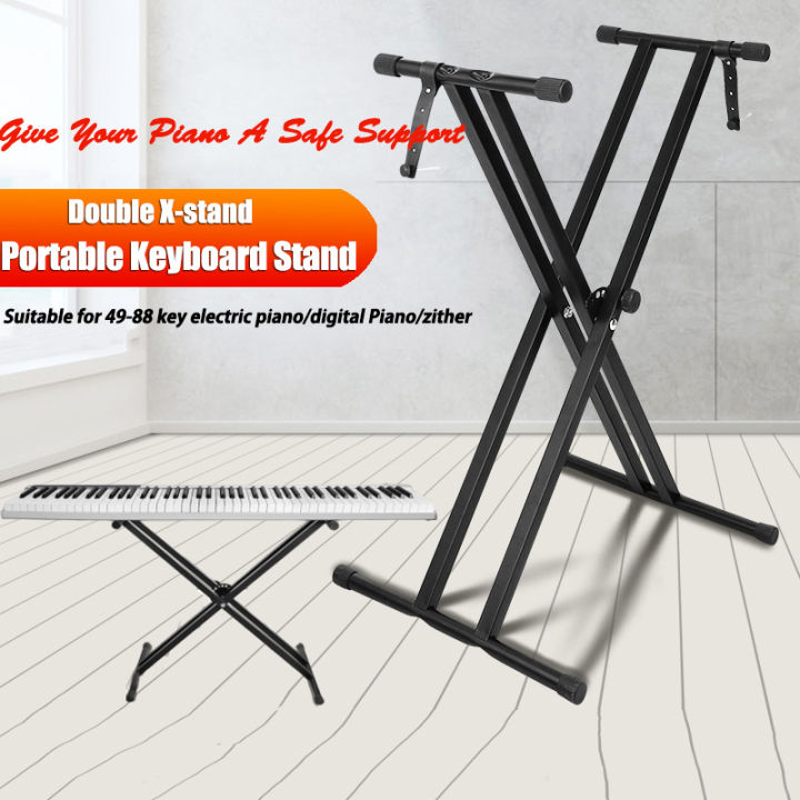 EmmAmy Double X Adjustable Keyboard Stand Portable Music Keyboard Stand Digital Piano XStand
