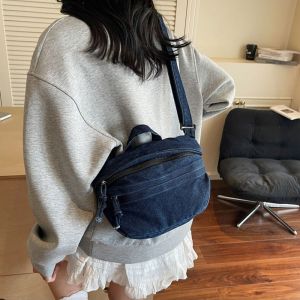 CRNGW Y2K Retro Denim Bag Underarm Bag Handbag Spicy Girl Shoulder Bag Portable Armpit Bag Washed Jean Bag Girls