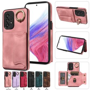 เคสสำหรับ Samsung Galaxy A53 A52S A72 A73 A32 A33 A32 A23 A13 A12 A22 5G ปลอกหุ้ม Samsung A52 A72 A22 4G สุดหรูปลอกหุ้มที่ใส่บัตรด้านหลังกระเป๋าสตางค์หนัง