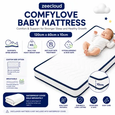 ZEECLOUD® Comfylove Baby Mattress – Medium Firm / Hypoallergenic & Comfortable | Boleh Custom saiz