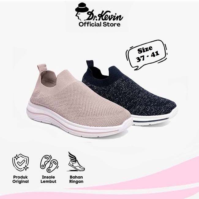 Kevin Sepatu Olahraga Sport Wanita Sneakers Rajut Slip On 589
