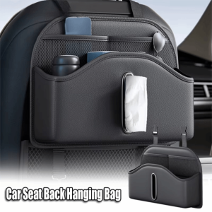 WENSH Multi-Functional Car Back Seat Organizer High-grade Leather Seatback Storage Bag Durable Save Space Net Pocket Tissue Holder for Car Seat