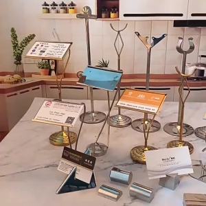 Table Sign Holder Stainless Steel Travel Ready entryways kitchens bathrooms bedrooms hotels or work areas Practical Design for the Stated Purpose Easy Home Organisation and Storage