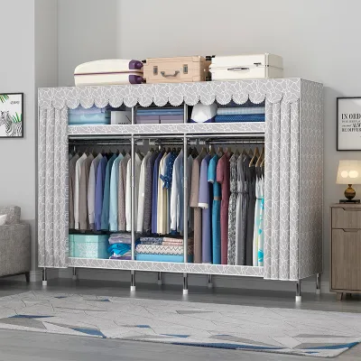 Leego Living Almari Baju Wardrobe Clothes Rack Rak Baju Clothes Organization Storage Rack Cabinet Clothes Rack Bedroom Furniture Cupboard - Almari Multi Color & Design DIY Space Saving Closet Dresser