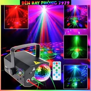 Đèn Laser Mini Cảm Biến Nhạc Kết Hợp Led 7 Màu Có Điều Khiển Dùng Cho Phòng Bay