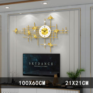 Ready stock Large Metal Creative Luxury Golden Flower leaf wall clock Iron Art Hot Sale Clocks 100x60cm