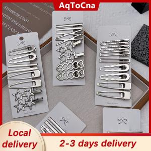 [COD] AqToCna Ship within 24 hours 8pcs Girl Hair Pins Silver Metal Duckbill Clip Women Hair Clips Side Bangs Female Ladies Barrettes Hair Accessories