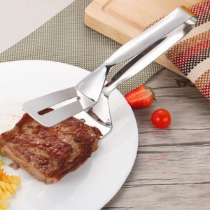 304 Stainless Steel Food Clip Kitchen Tools Fried Fish Steak Clip Barbecue Tongs Kitchen Salad Food for Fried Steak Three Lines Food Tong Anti Heat Bread Clip Pastry Clamp BBQ