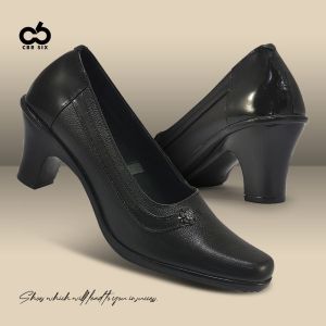 Java Seven JUP 121 - Sepatu Kulit Formal Pantofel Hitam Hak Tinggi Wanita