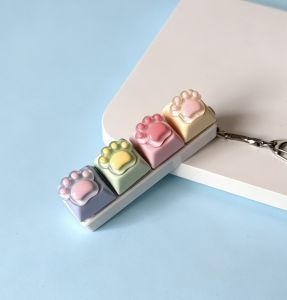 Cute Four-button Cats Claw Decompression Button Keychain Pendant Candy Color Cats Claw Pendant Silicone Button
