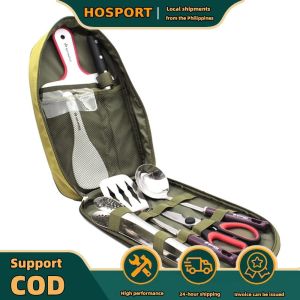 【HOSPORT】 8 Pcs Camping Cookware Utensils Travel Set Stainless Steel Camping Cooking Set Portable Outdoor Camp Cookware Set Camping Gear