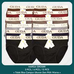Isi 3 Pcs / 6 Pcs / 12 Pcs Celana Dalam CD Segitiga Pria Sempak Cowok Guda Art 6677