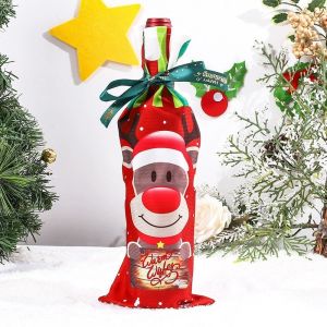 Christmas Wine Bottle Cover Set Santa Claus Bottles Decoration With Hat Xmas Home Party Ornament Table Decor