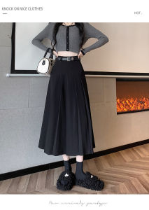 Rok Lipit Gaya Korea Rok Setelan Serbaguna Wanita Rok Payung Rok A-line Pinggang Tinggi