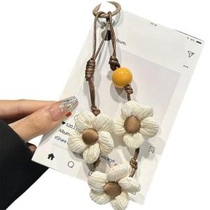 Delicate Floral Smartphone Charm Bracelets Short Anti Drop Cord Soft Material Universal Compatibility Ergonomic Design