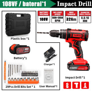 Bor Baterai / Bor Dampak / Mesin Bor Cordless / Bor Listrik / Beton Besi Kayu Full 98Vf Set Pilihan Bor Tanpa Kabel Bor Listrik Bor Tanpa Kabel Set Lengkap Mata Bor Cordless Drill Full Set of Drill Bits