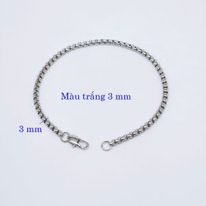 Lắc tay titan nam nữ mắt xích vuông 3 mm 4mm khóa móc càng cua dài tùy chọn chiều dài lắc