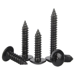 M3 M4 Black 304 Stainless Steel Cross Recessed Truss Head Self Tapping Screw Phillips Mushroom Head Wood Screws
