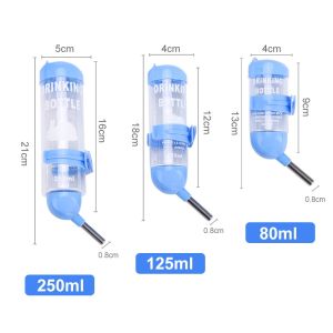 60ml/80ml/125ml/250ml Rabbit Water Drinker Rabbit Drinking Bottle Hamster Guinea Pig Hang Automatic Water Dispenser Feeder Hang Cage Drinker