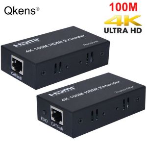 4K HDMI Extender Over Rj45 Cat5e Cat6 Ethernet Network Cable 60m 100m 120m Audio Video Transmitter and Receiver Converter Kit Plug and Play